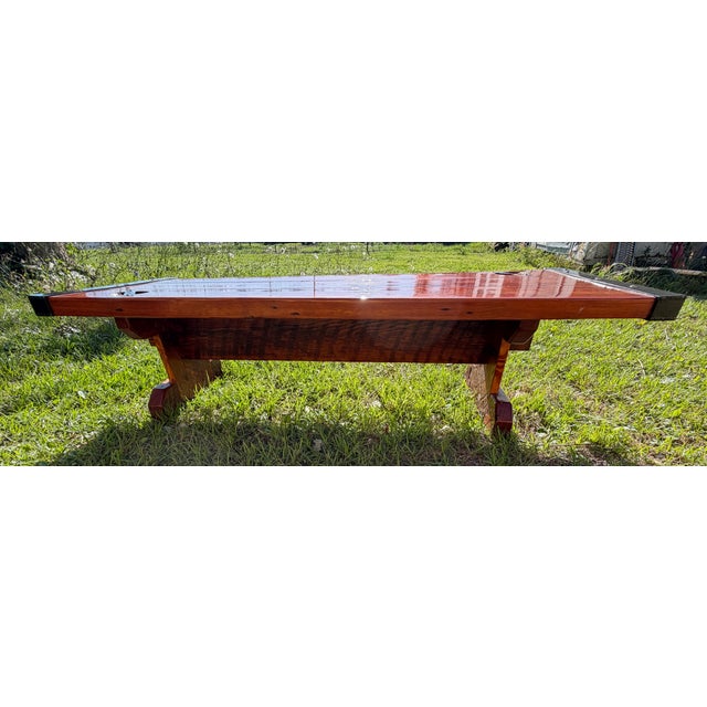 1940s Vintage 1940s World War 2 Liberty Ship Hatch Cover Coffee Table W/ Custom Built Trestle Base For Sale - Image 5 of 8