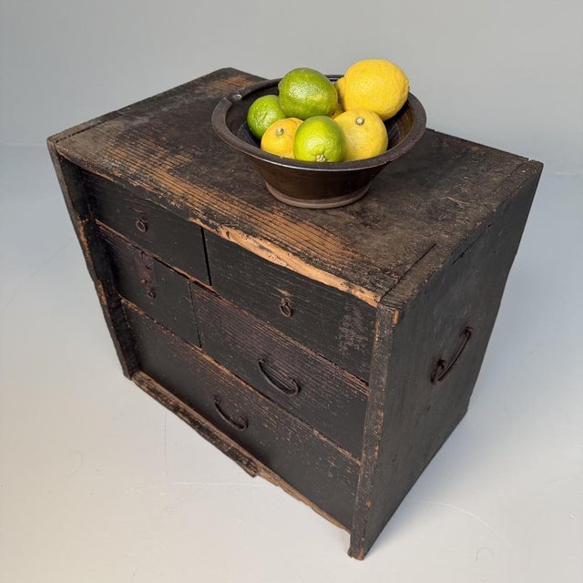Wood Small Antique Japanese Tansu Chest, 1900s, 1890s For Sale - Image 7 of 13