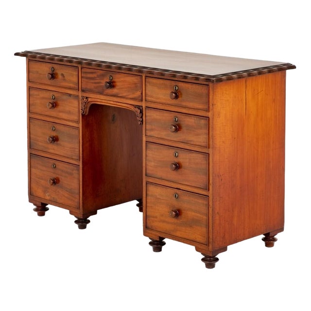 Victorian Pedestal Desk in Mahogany, 1850s For Sale