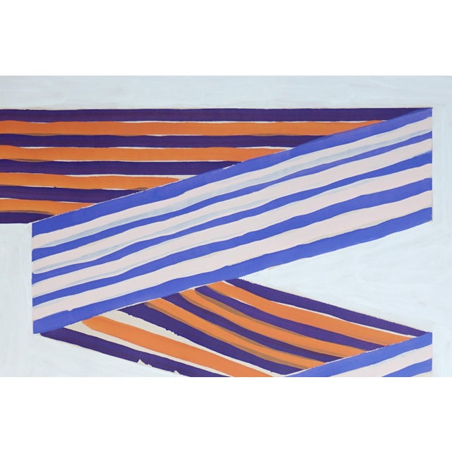 2026, Op Art Painting Diptych of Purple Ribbon, Color Field Modern Painting on Watercolor Paper For Sale - Image 9 of 10
