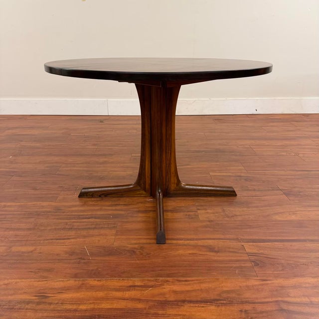 Gudme Gudme Danish Small Round Rosewood Dining Table With Leaf For Sale - Image 4 of 16