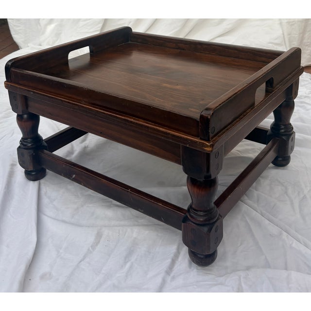 Ethan Allan Heirloom Collection Leather and Solid Wood in Nutmeg Finish Footstool For Sale In Palm Springs - Image 6 of 13