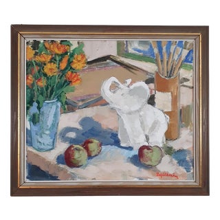 Rolf Wikström, White Elephant, 1970s, Oil on Canvas For Sale