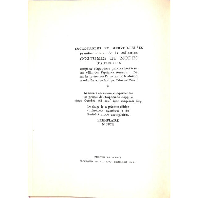 Traditional "Costumes Et Modes D'Autrefois: Incroyables Et Merveilleuses Paris 1810-1818" 1955 Weigert, Roger-Armand [Texte Par] For Sale - Image 3 of 15