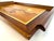 A beautifully crafted vintage serving tray featuring an intricate pictorial marquetry scene of a frog resting among lily...