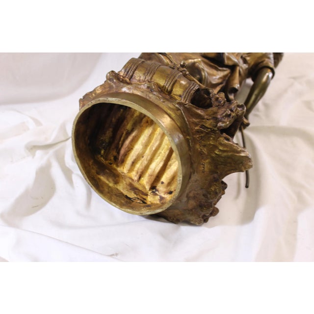 Gold Early 1900s Antique Art Nouveau Sculpture, Mother With Child on Raft, Signed For Sale - Image 8 of 12