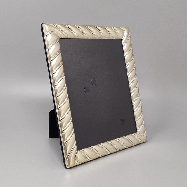 Mid-Century Modern Vintage Italian Photo Frame in Silver Plated with Glass, 1970s For Sale - Image 3 of 7