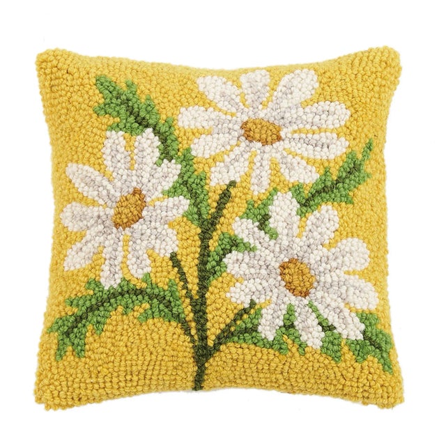 Contemporary Daisy Hook Pillow, 10" x 10" For Sale - Image 3 of 3