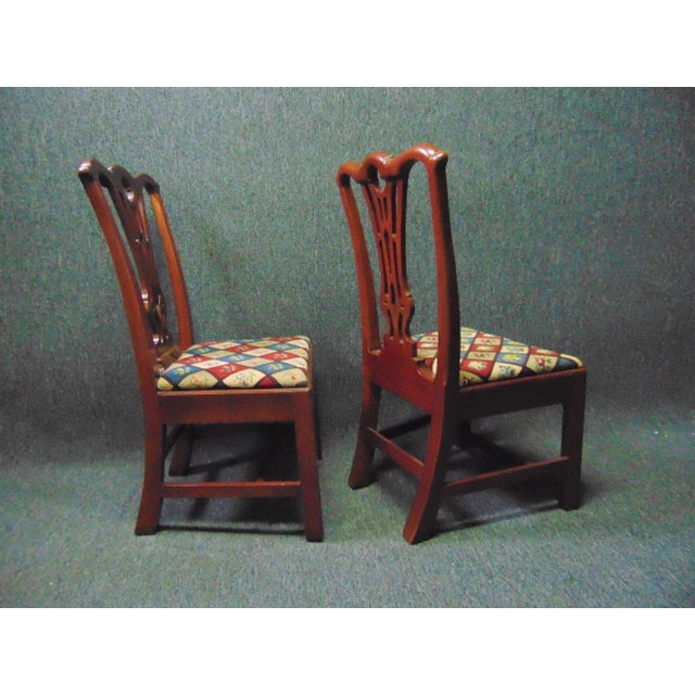 Wood Chippendale Handmade Solid Mahogany Dining Chairs - Set of 10 For Sale - Image 7 of 11