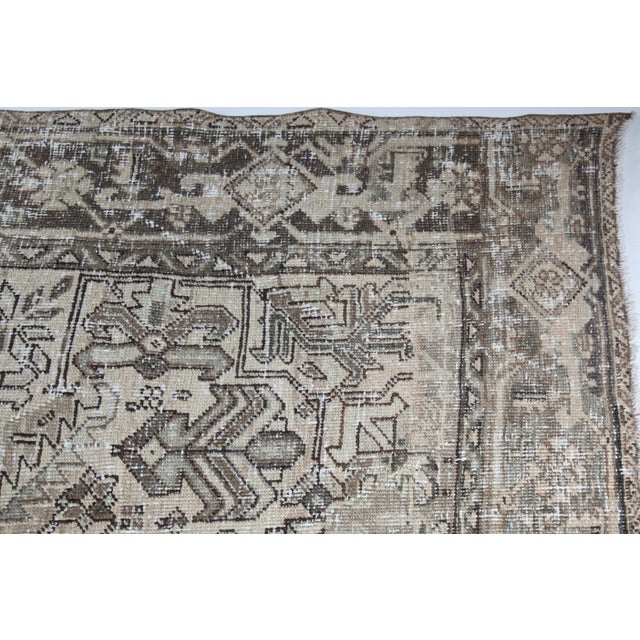Mid 20th Century Architectural Vintage Heriz Rug With Washed Neutral Palette -6' 8'' X 9' 6'' For Sale - Image 5 of 13