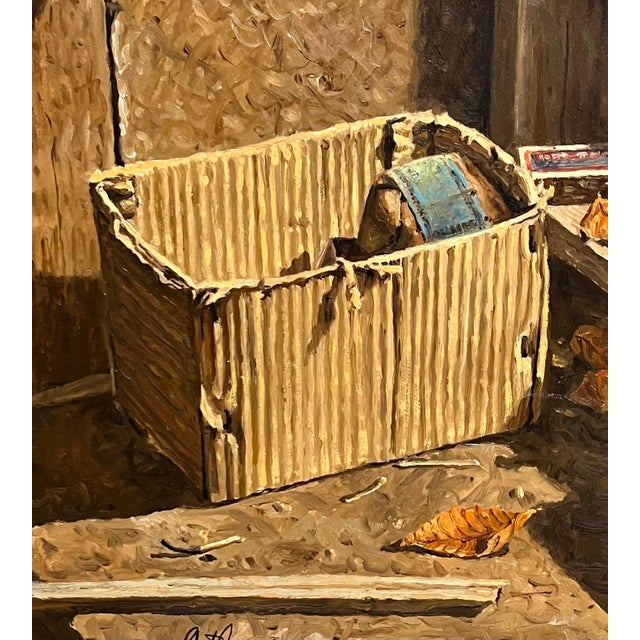 Robert Sarsony, Vintage Americana Oil Painting, "Paper Box" Robert Sarsony, Aca Gallery For Sale - Image 10 of 11