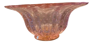 Murano Style Glass Pink Vase with Gold and Bubble Air Round Shape from Simoeng