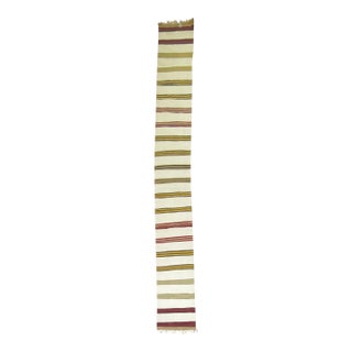 Vintage Zabihi Collection Long Ivory Striped Kilim Long Runner - 2'2" x 21'9" For Sale