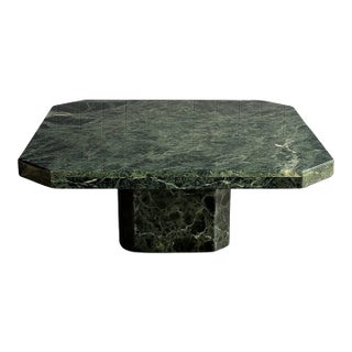 1970s Italian Verde Alpi Marble Coffee Table For Sale