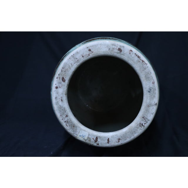 Beautiful Japanese Celadon Garden Stool With Tree Branches, Flowers & Bird For Sale - Image 10 of 11