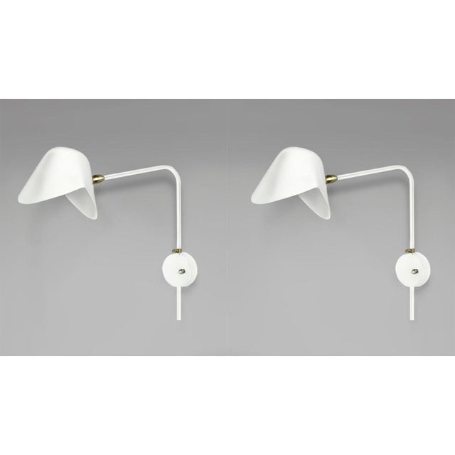 Modern White Anthony Wall Lamp with White Round Fixation Box by Serge Mouille, Set of 2 For Sale - Image 3 of 8