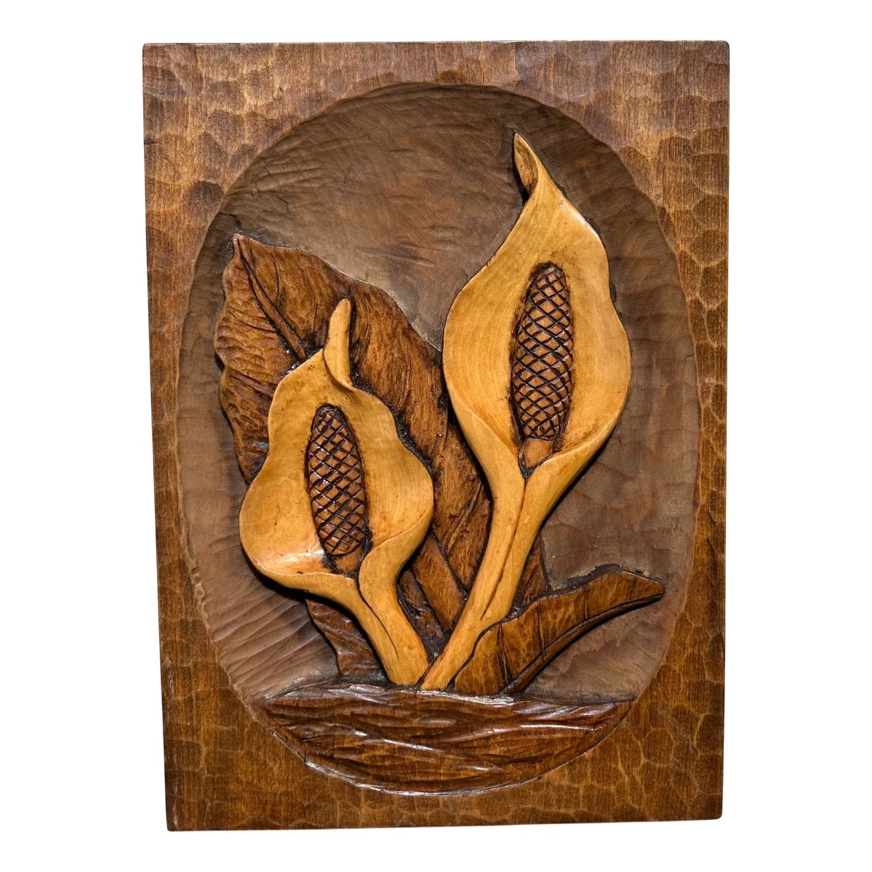 Vintage Japanese Wooden Calla Lily Wall Relief, 1950s | Chairish