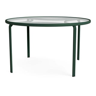 Brown Jordan Kantan Aluminum 48" Round Dining Table in Forest Green For Sale