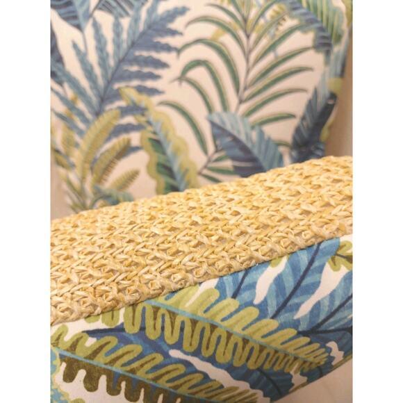 Tribal 2 Pillow Set Tommy Bahama Tropical Leaf Throw 16 X 16 Indoor Outdoor Blue Green For Sale - Image 3 of 13