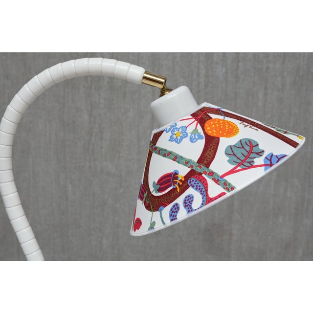 1970s White Table Lamps with Josef Frank Shades from Markslöjd, Sweden, 1970s, Set of 2 For Sale - Image 5 of 13
