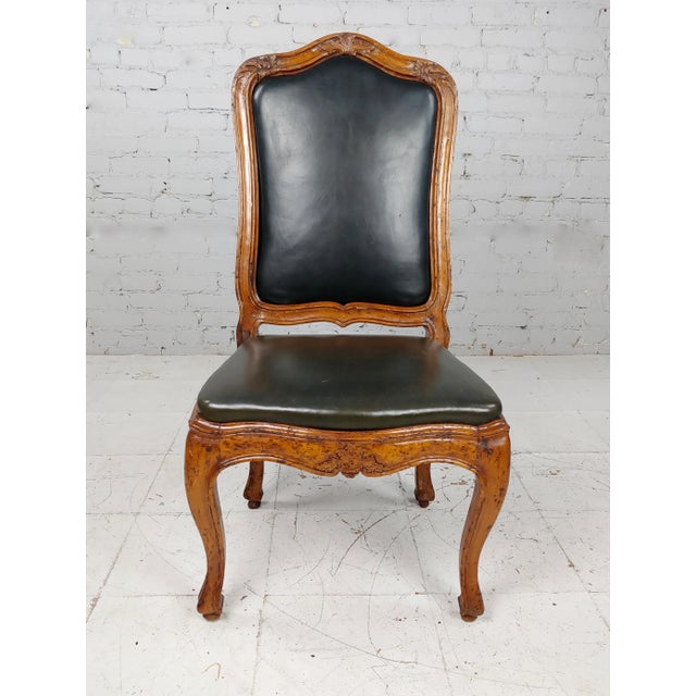 18th C. French Provincial Walnut & Leather Upholstered Desk Chair For Sale - Image 4 of 10