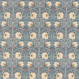 Morris & Co Pimpernel Fabric in Woad/Coral