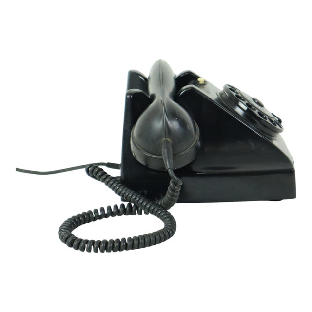Vintage Black Bakelite Rotary Dial Telephone, 1950s For Sale - Image 9 of 11