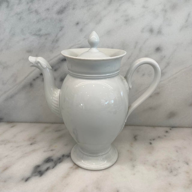 French Antique French Porcelain Coffee Pot or Tea Pot With Swan Neck For Sale - Image 3 of 14
