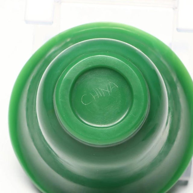 Antique 19th Century Chinese Bright Green Peking Glass Tea Cups & Saucers - Set of 4 For Sale - Image 18 of 18