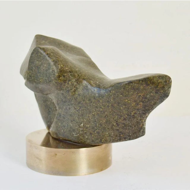 1960s Vintage Moss Green Marble Sculpture on Bronze Plinth by Alice Ward, 1960s For Sale - Image 5 of 10