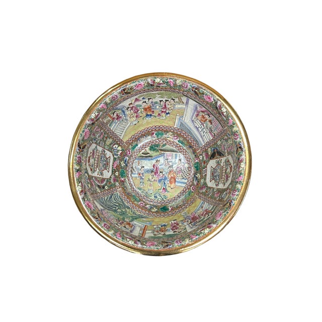 This vintage Chinese famille rose porcelain bowl is a stunning example of this iconic art form. The large bowl features a...