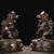 Traditional Pair of Antique Gilt Bronze Guardian Lions – 8.7" Foo Dogs on Drum Bases With Cub & Ball For Sale - Image 3 of 9