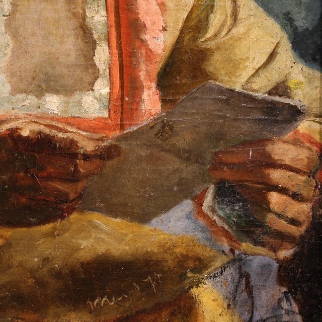 French Artist, Portrait of a Woman with a Letter, 1979, Oil Painting, Framed For Sale - Image 15 of 16