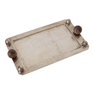 1930s French Art Deco Silver Plated Tray For Sale