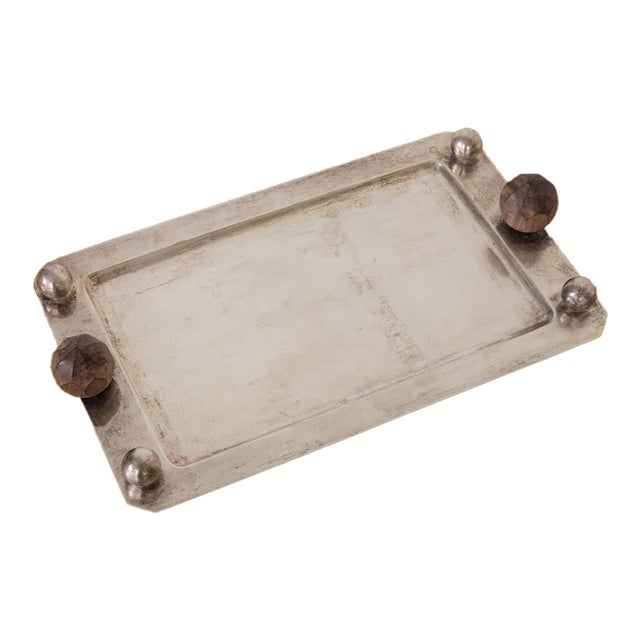 1930s French Art Deco Silver Plated Tray For Sale
