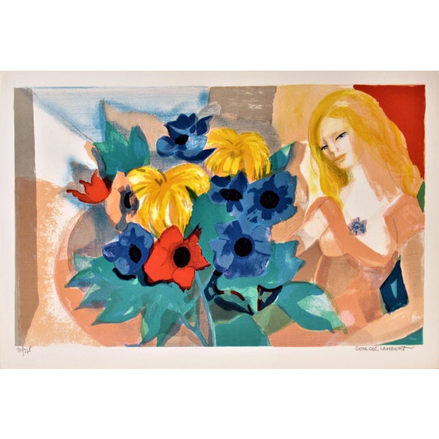 Georges Lambert, La Femme au Bouquet (Woman with Bouquet), Circa 1975 For Sale