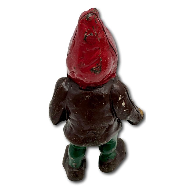 Rare & Hard 2 Find Antique American Cast Iron Figurative Standing Gnome Doorstop - Circa 1920s For Sale - Image 11 of 18
