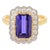 Contemporary Art Deco Style 2.36 Carat Tanzanite and Diamond Cluster Ring Size 6 For Sale