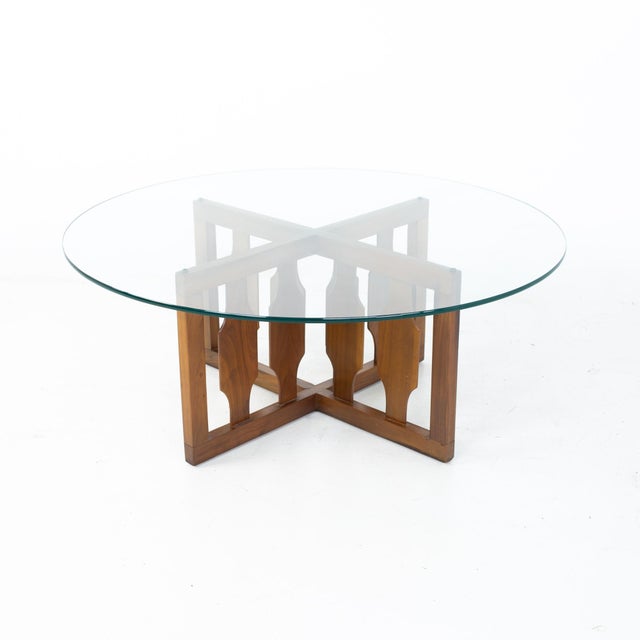 Adrian Pearsall Mid Century Walnut And Glass Coffee Table And Ottoman Set Chairish