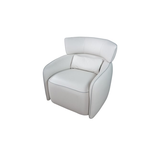 The "Mina" swivel armchair by Alberta of Italy (Model 2MNAPGR) showcases a sleek, futuristic silhouette defined by its...