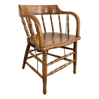 Antique Saloon Style Wood Captain's Chair For Sale