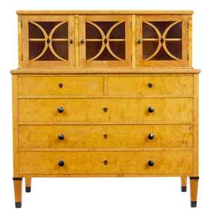 Late 19th Century Art Nouveau Swedish Birch Cabinet on Chest, 1890s