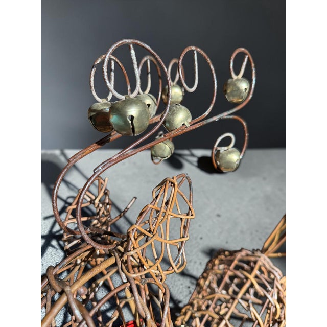 Vintage Woven Organic Grapevine and Wire Holiday Reindeer Sculpture For Sale - Image 6 of 9