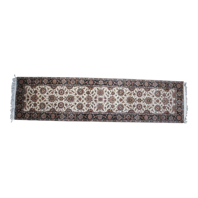 Vintage Wool Floral Hallway Runner For Sale
