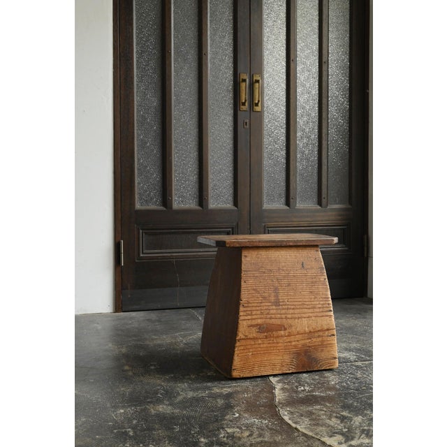 Antique Japanese Wooden Stool / Early 20th Century / Wabi-Sabi Step Stool For Sale - Image 16 of 17