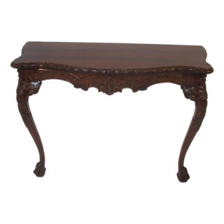 1940s Solid Mahogany and Rosewood Half Console Table For Sale