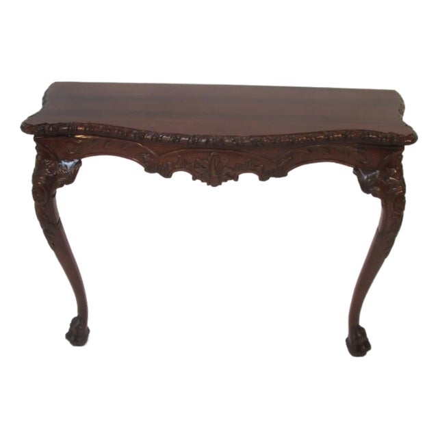 1940s Solid Mahogany and Rosewood Half Console Table For Sale