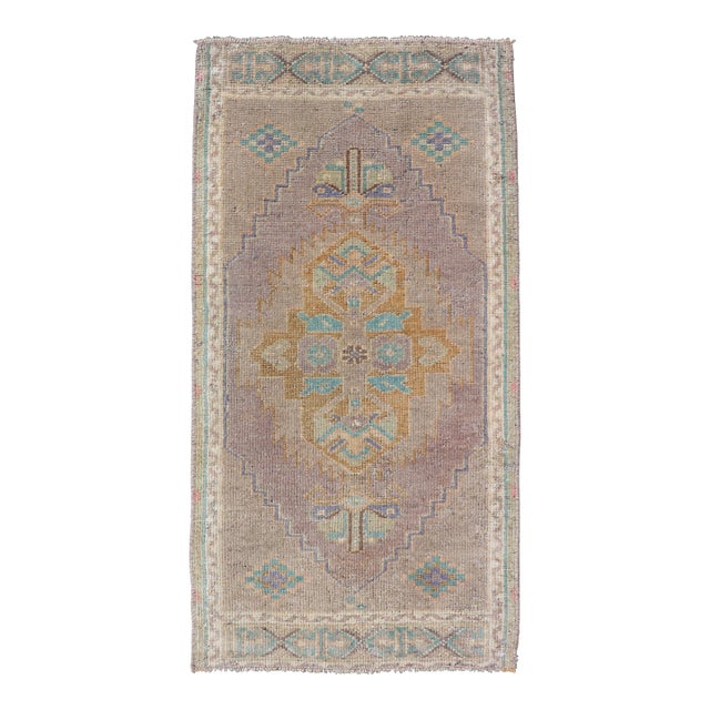Vintage Turkish Oushak Rug With All-Over Sub-Geometric Medallion Design For Sale