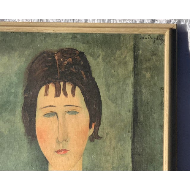 Mid 20th Century After Amedeo Modigliani Expressionist Portrait Fine Art Print on Linen For Sale - Image 4 of 13