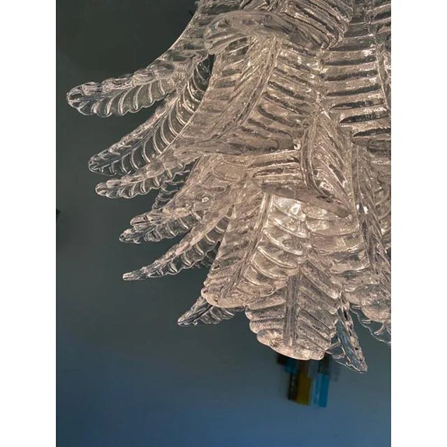 Italian Transparent Felci Murano Glass Chandelier by Simoeng For Sale - Image 4 of 9
